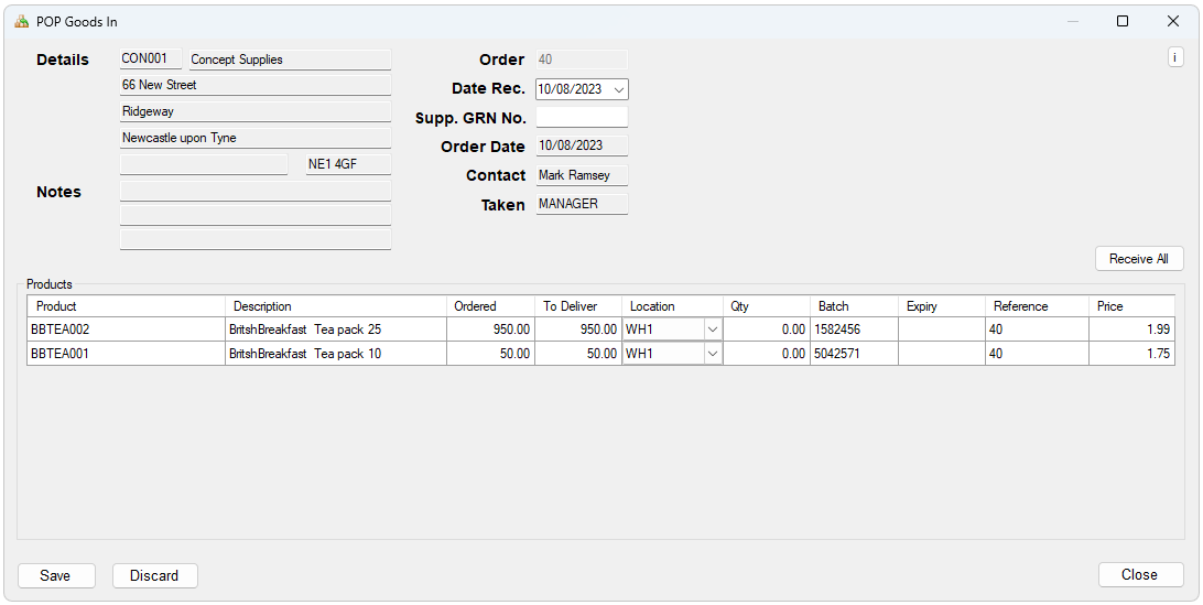 Good Received Note (GRN)