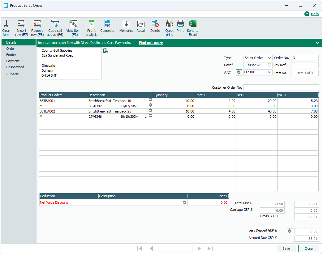 Sales Order Pick Completed