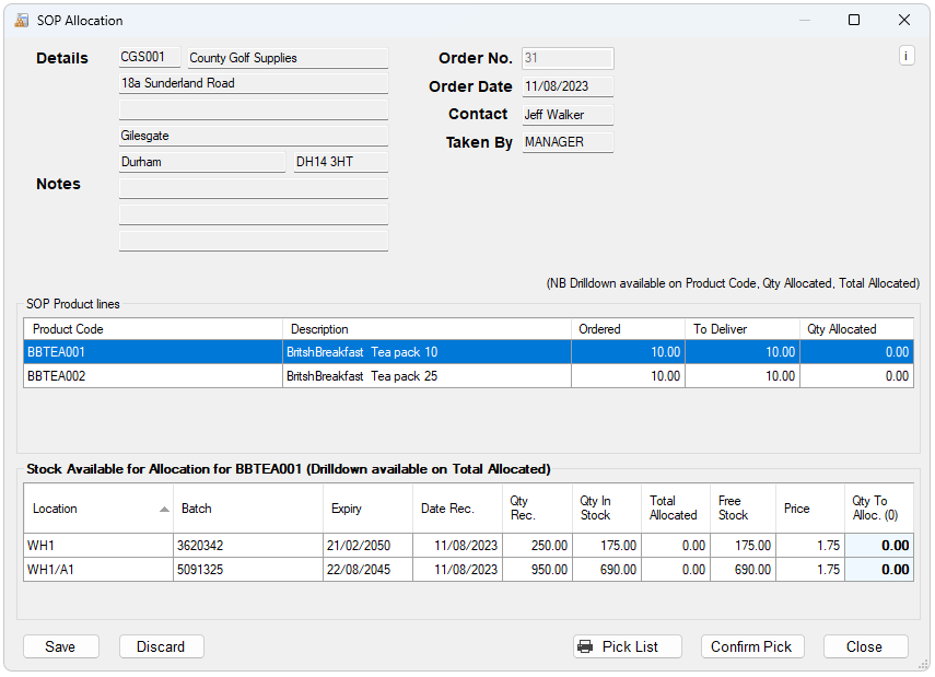 Sales Order Processing Allocation